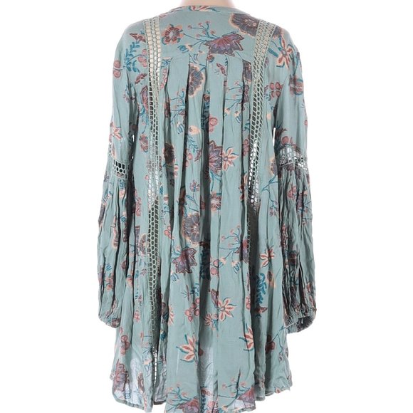 Free People Just The Two Of Us Printed Floral Lace Inset Tunic Dress, S - Picture 4 of 15